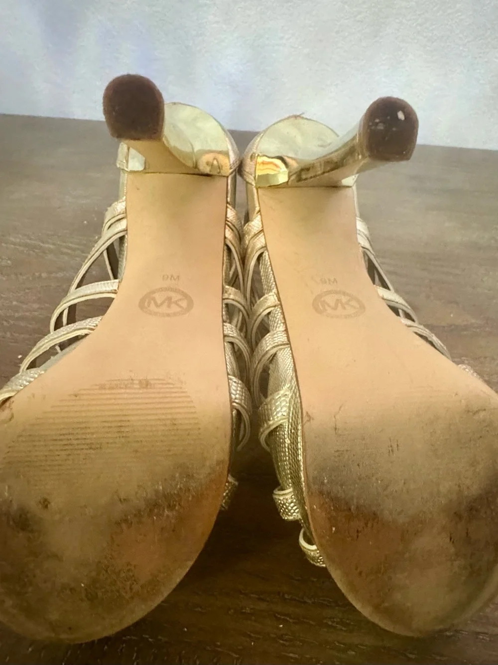 Michael Kors Strappy Metallic Gold High Heel Sandals for Women